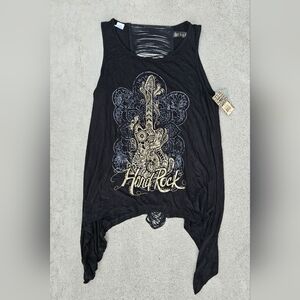 NWT Hard Rock Graphic Tank/Tunic, Cute Details Throughout, XL Rayon
